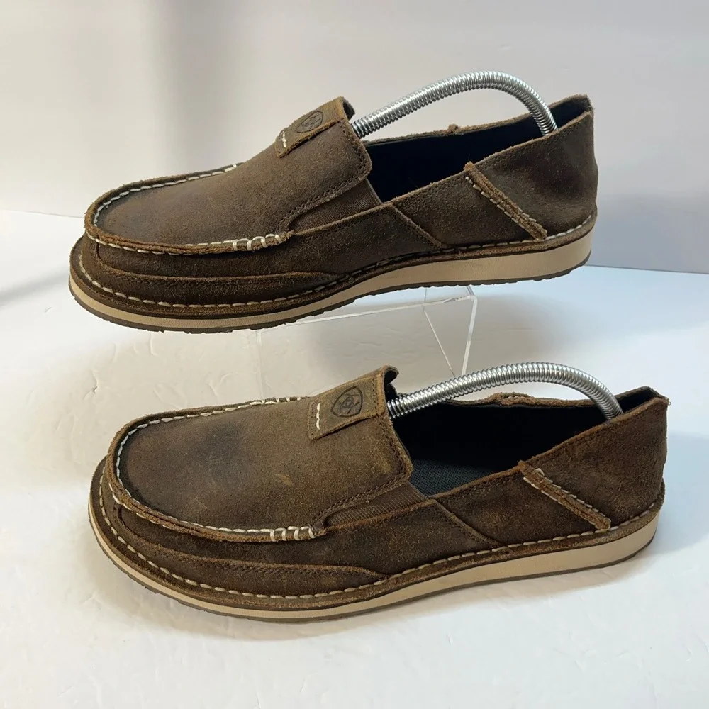 Ariat Mens Cruiser Slip On 9.5D Brown Leather Moc Toe Shoes Loafers 10019871